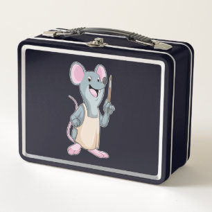 Maus als Maler mit Pinsel Metall Brotdose