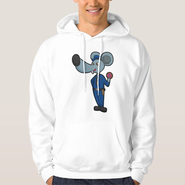 Maus als Polizeibeamter mit Donut Hoodie (Vorderseite)
