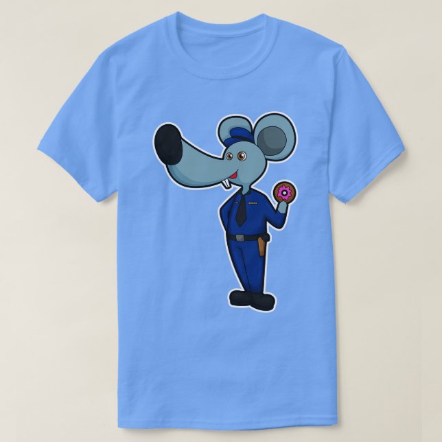 Maus als Polizeibeamter mit Donut T-Shirt (Design vorne)