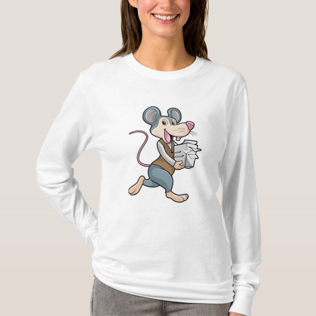 Maus als Sekretär mit Papier T-Shirt (Vorderseite)