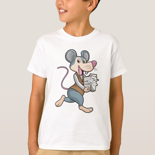 Maus als Sekretär mit Papier T-Shirt (Vorderseite)