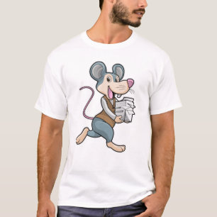 Maus als Sekretär mit Papier T-Shirt