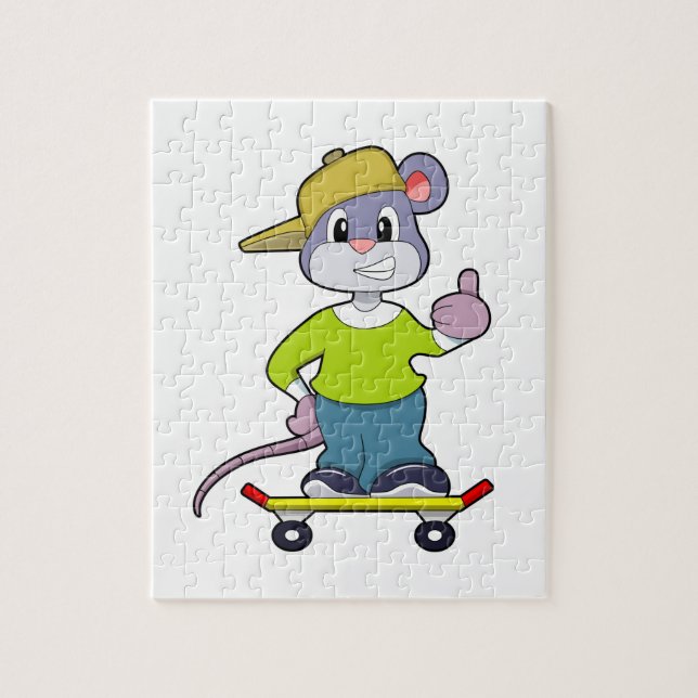 Maus als Skater mit Skateboard (Vertikal)