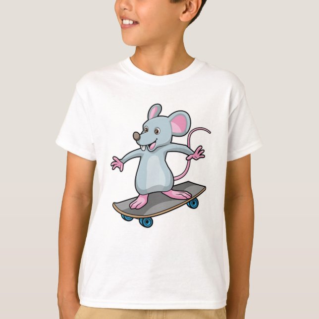 Maus als Skater mit Skateboard T-Shirt (Vorderseite)