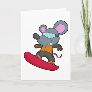 Maus als Snowboarder mit Snowboard Karte