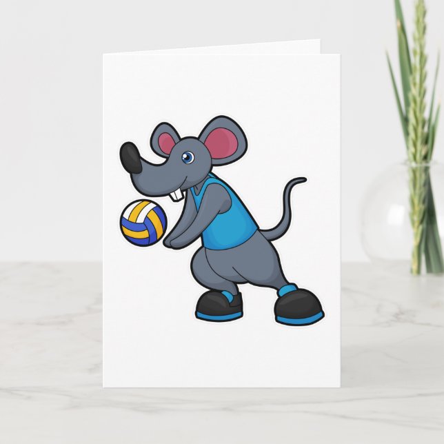 Maus als Volleyballspieler mit Volleyball Karte (Vorderseite)