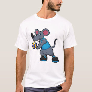 Maus als Volleyballspieler mit Volleyball T-Shirt