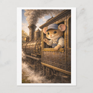 Maus als Zugführer in ihrer Karriere Postkarte