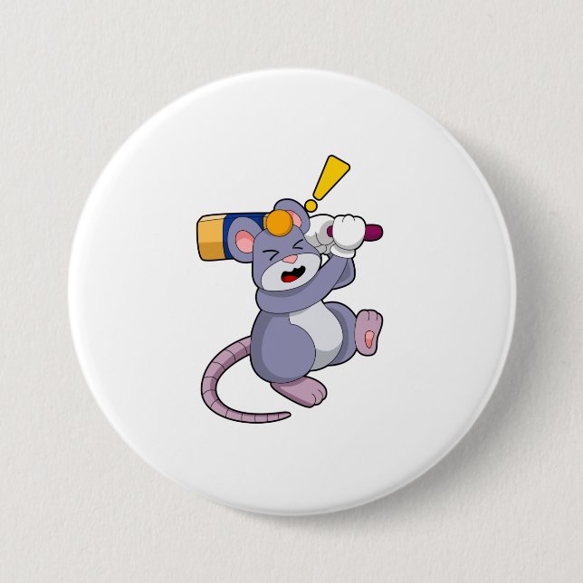 Maus auf Cricket mit Cricket-Fledermaus Button (Vorderseite)