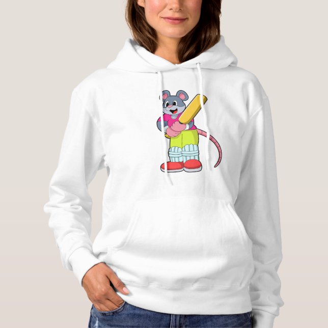 Maus auf Cricket mit Cricket-Fledermaus Hoodie (Vorderseite)