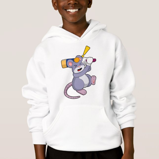 Maus auf Cricket mit Cricket-Fledermaus Hoodie (Vorderseite)