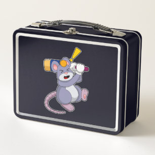 Maus auf Cricket mit Cricket-Fledermaus Metall Brotdose