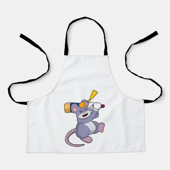 Maus auf Cricket mit Cricket-Fledermaus Schürze (Vorderseite)