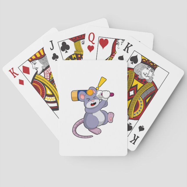 Maus auf Cricket mit Cricket-Fledermaus Spielkarten (Rückseite)
