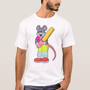 Maus auf Cricket mit Cricket-Fledermaus T-Shirt