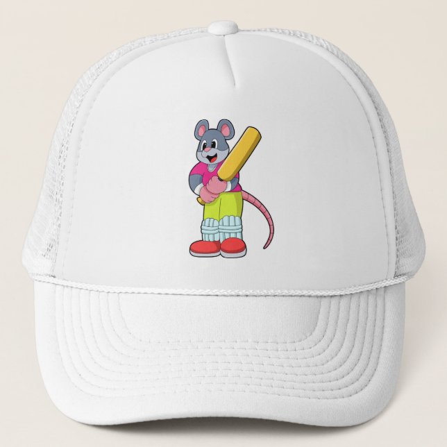 Maus auf Cricket mit Cricket-Fledermaus Truckerkappe (Vorderseite)