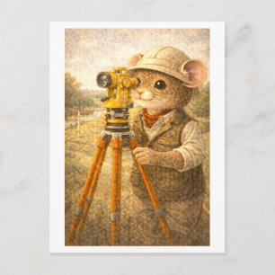 Maus auf der Karriereleiter als Landvermesser Postkarte