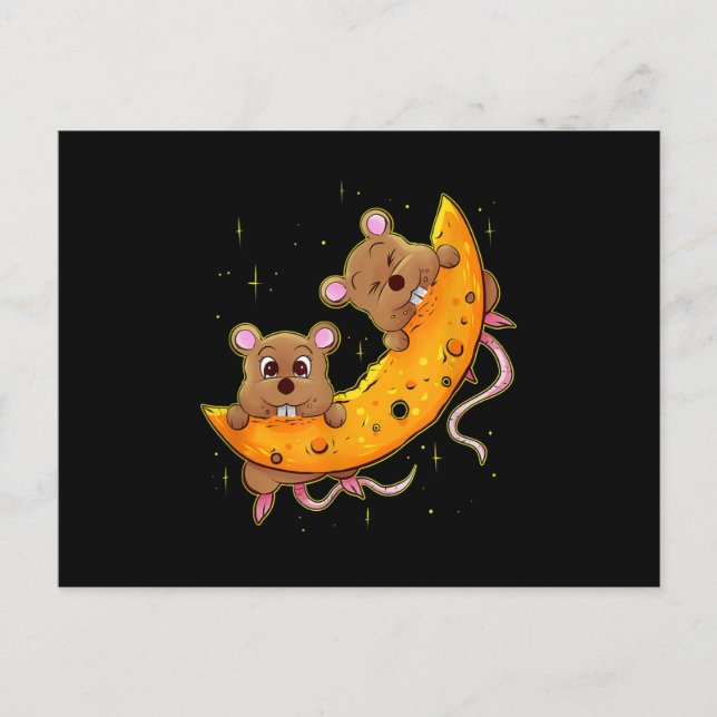 Maus auf Käse Moon Geschenk Low Carb Diet Käse Ankündigungspostkarte (Vorderseite)