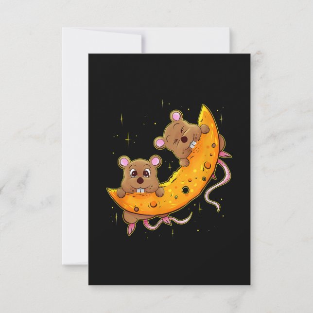 Maus auf Käse Moon Geschenk Low Carb Diet Käse RSVP Karte (Vorderseite)