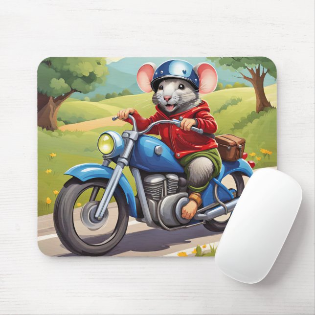 Maus auf Motorrad Mousepad (Mit Mouse)