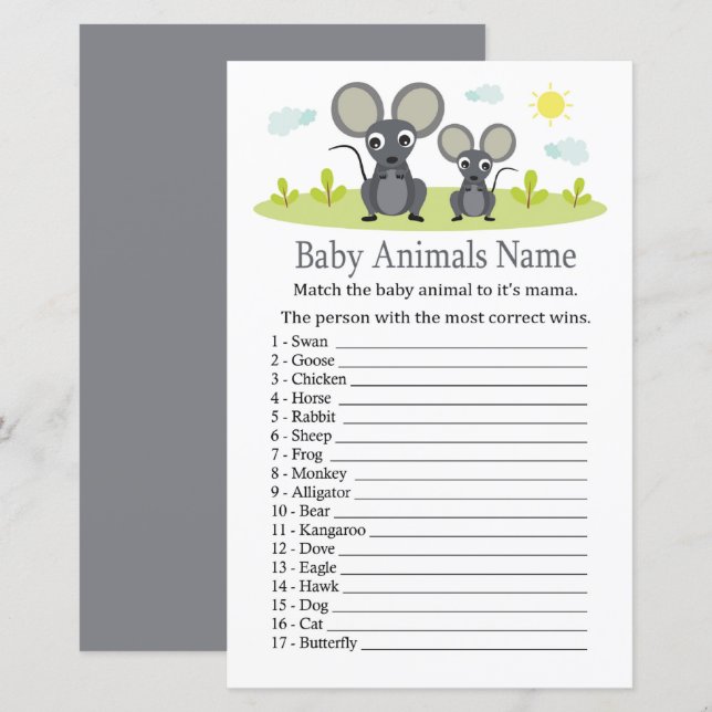 Maus Baby Animes Name Game (Vorne/Hinten)