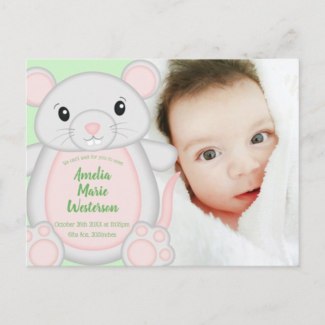 Maus Baby Dusche Postkarte (Vorderseite)