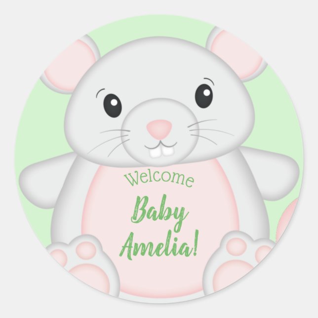 Maus Baby Dusche Runder Aufkleber (Vorderseite)