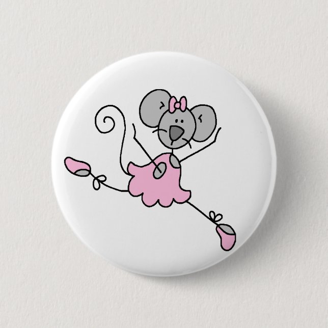 Maus-Ballerina Ein Knopf Button (Vorderseite)