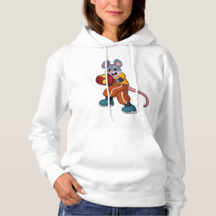 Maus bei Baseball mit Baseball-Handschuh Hoodie