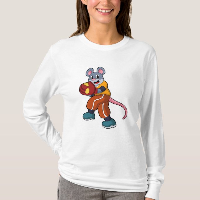 Maus bei Baseball mit Baseball-Handschuh T-Shirt (Vorderseite)