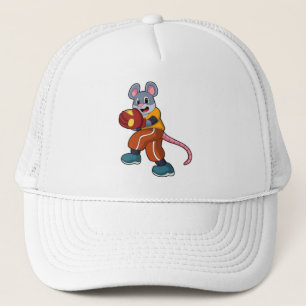Maus bei Baseball mit Baseball-Handschuh Truckerkappe