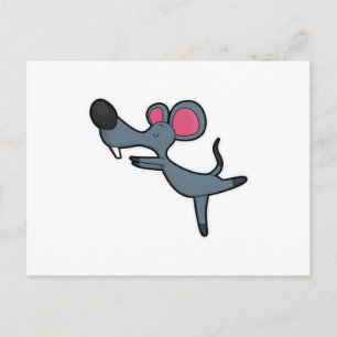 Maus bei der Yoga-Dehnübung Postkarte
