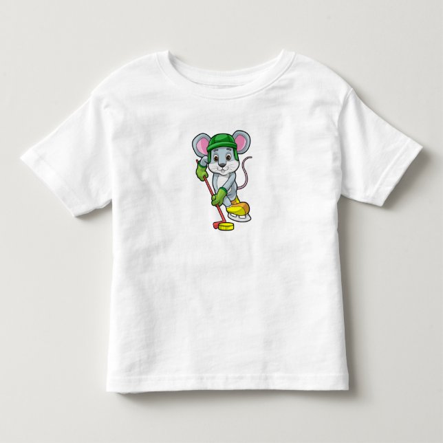 Maus bei Eishockey mit Hockeystick Kleinkind T-shirt (Vorderseite)