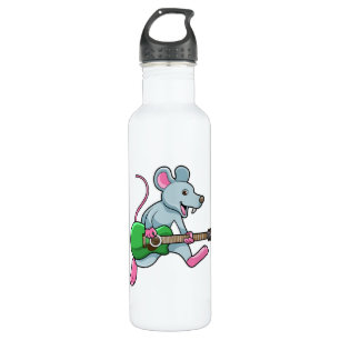 Maus bei Musik mit Gitarre Edelstahlflasche