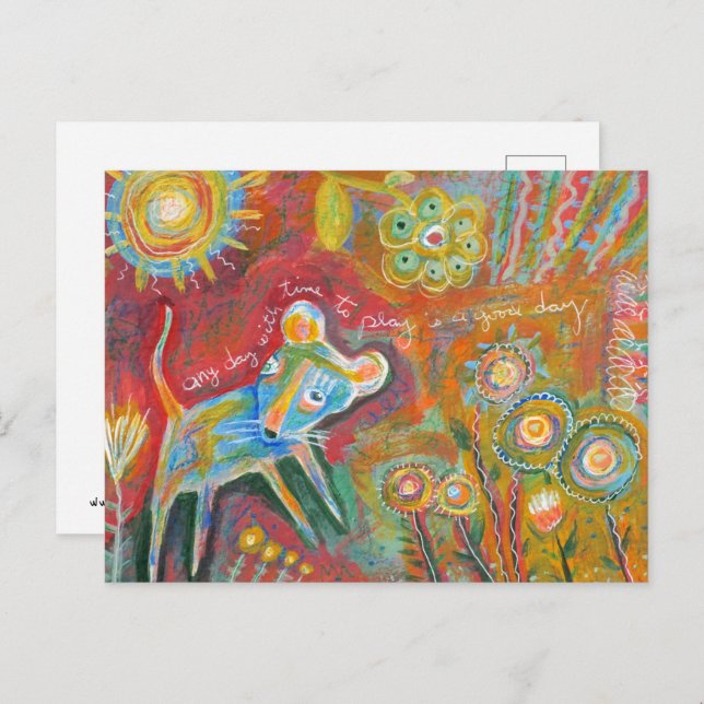 Maus bei Spielen Postkarte (Vorne/Hinten)