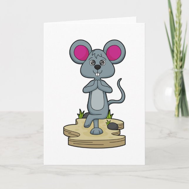 Maus bei Yoga-Fitness Karte (Vorderseite)