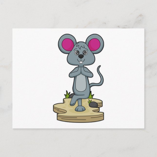 Maus bei Yoga-Fitness Postkarte (Vorderseite)