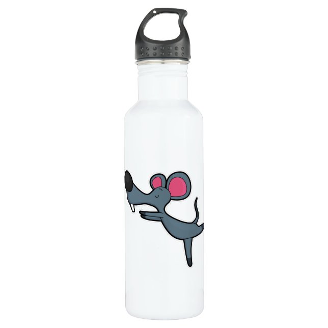 Maus bei Yoga-Stretching-Übung Edelstahlflasche (Vorderseite)