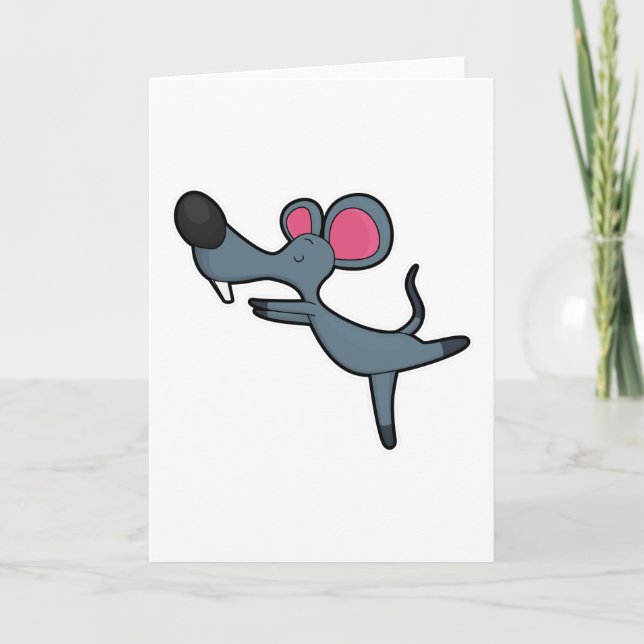 Maus bei Yoga-Stretching-Übung Karte (Vorderseite)
