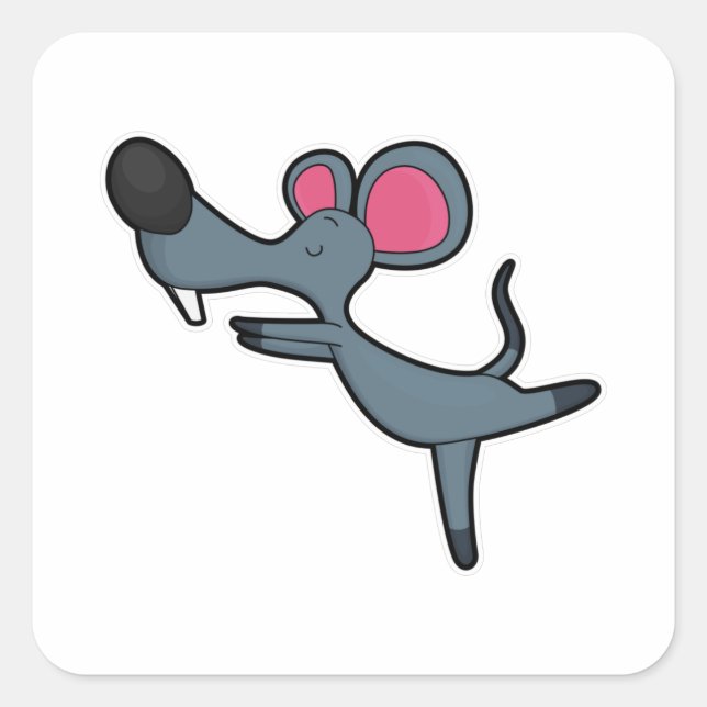 Maus bei Yoga-Stretching-Übung Quadratischer Aufkleber (Vorderseite)
