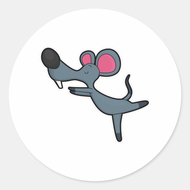Maus bei Yoga-Stretching-Übung Runder Aufkleber (Vorderseite)