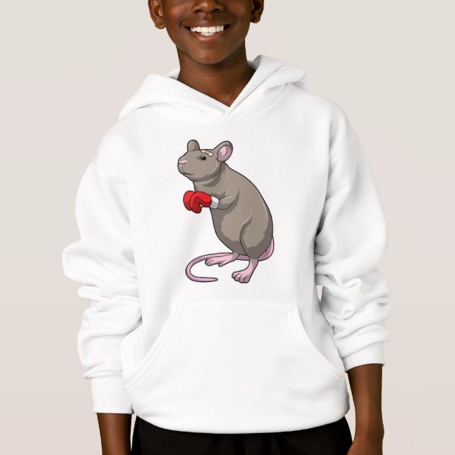 Maus beim Boxen mit Boxhandschuhen Hoodie (Vorderseite)
