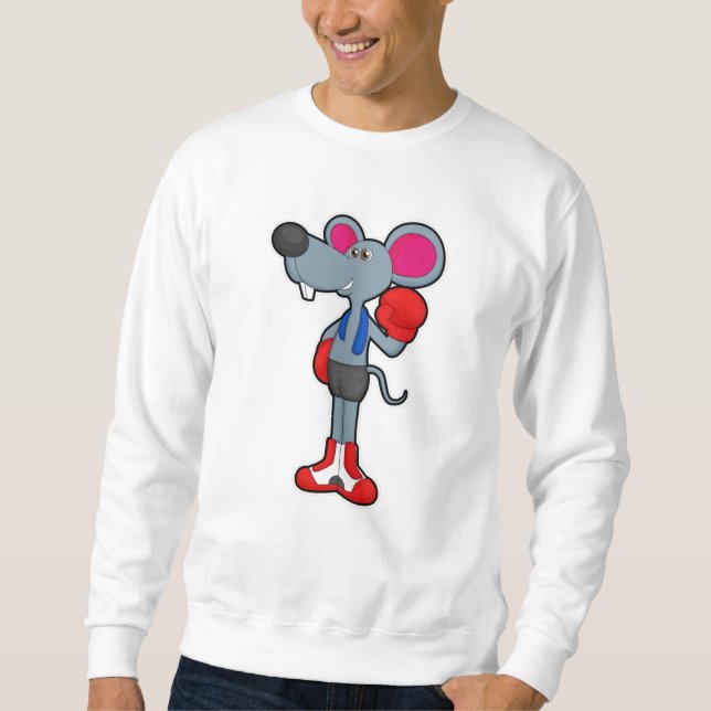 Maus beim Boxen mit Boxhandschuhen Sweatshirt (Vorderseite)