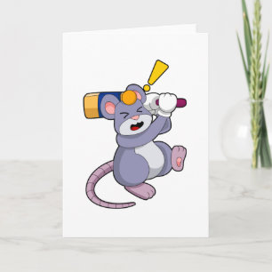 Maus beim Cricket mit Cricket-Schläger Karte