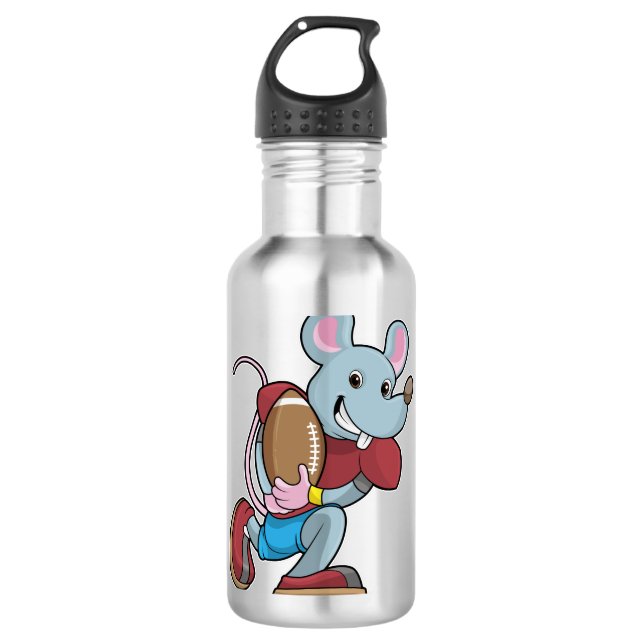 Maus beim Fußball mit Ausrüstung Edelstahlflasche (Vorderseite)