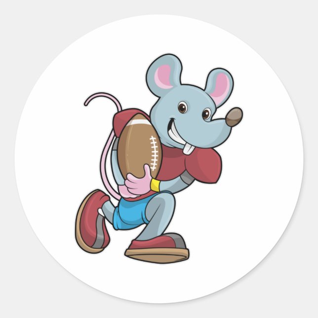 Maus beim Fußball mit Ausrüstung Runder Aufkleber (Vorderseite)