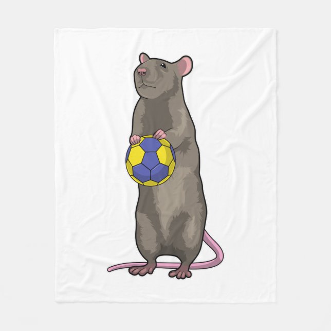 Maus beim Handball Sport Fleecedecke (Vorderseite)