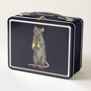 Maus beim Handball Sport Metall Brotdose