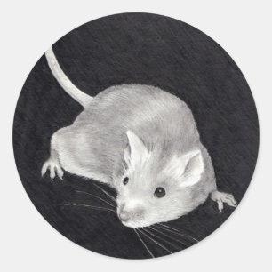 MAUS: BLEISTIFT-REALISMUS-KUNST RUNDER AUFKLEBER