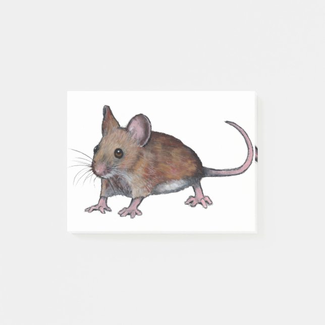 MAUS, Brown-Feld-Mäuseillustration Post-it Klebezettel (Vorderseite)